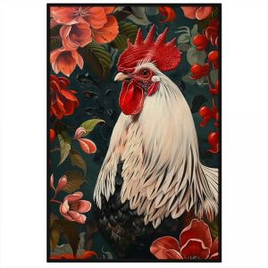 Tranh treo tường tranh dán tường tranh trừu tượng trang trí con gà trống tranh phong thủy decor phong cách hiện đại in Canvas. CGI-372