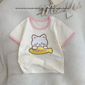 cat and fish | Infant Cotton Short Sleeve T-Shirt