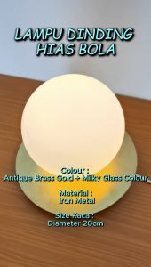 Lampu Dinding Hias Bola 20cm Antique Gold Wall Lamp Living Bedroom