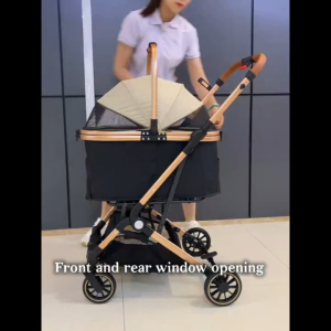 Pet Stroller Foldable Washable Dog Cat Carrier 4 Wheels Lightweight Trolley Dog Cat Stroller