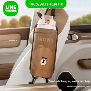 100% Authentic Line Friends Car Water Cup Holder Hanging Universal Car Thermos Cup Storage Bag LFB205