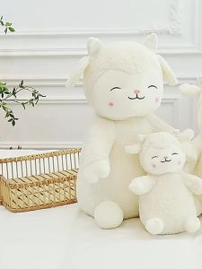 Búp Bê Len Trắng Kawaii 27cm Cừu Hồng Siêu Mềm Với Tư Thế Đứng Cầm Hoa Món Quà Dễ Thương Cho Mọi Lứa Tuổi