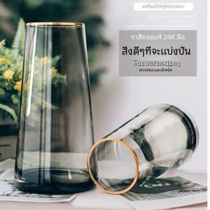 ขวดดอกไม้แก้วโปร่งใสสำหรับตกแต่งบ้านสไตล์ยุโรปแบบเรียบง่ายและหรูหรา ขวดดอกไม้แห้งและสดสำหรับร่มในร่ม
