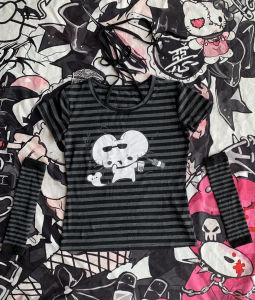 Áo Thun Cotton Ôm Vừa Vặn Tay Ngắn Punk Mouse Thiết Kế Thắt Lưng Cổ Tay Áo Dài Tay Mùa Hè Thường Ngày Dành Cho Nữ