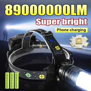 89000000LM High Power LED Headlamp Super Bright Headlight Telescopic Zoom Type-C Rechargeable Headlamp Camping Fishing Lantern