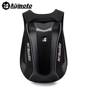 MJMOTO Motorcycle Full Face Helmet Backpack Large Capacity Motocross Backpack Carbon Fiber Shell Motorbike Hard Shell Backpack Waterproof