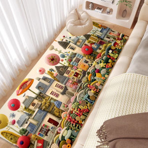 ห้องเจ้าหญิงสี่เหลี่ยมผืนผ้ายาว หนาขึ้น พรมห้องนอนคริสตัลกํามะหยี่องค์ประกอบธรรมชาติสไตล์ใช้ในบ้านระเบียงปรับแต่งได้