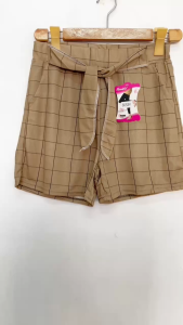 Ginza6 Plaid Checker summer high waist shorts for women 6053#
