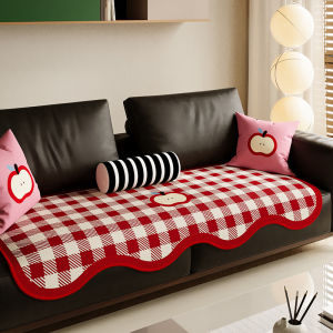 ที่รองนั่งโซฟาทรงไม่สมมาตรแบบใหม่ป้องกันการลื่นสำหรับทุกฤดูกาลผ้าคลุมโซฟาแบบแผ่นเดียวแบบเรียงตรงแนว