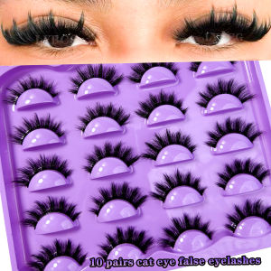 New 10 Pairs Of Natural Full False EyelashesThick Curling Fluffy Eyelashes For Party Use Manga Eyelashes Travel Essentials