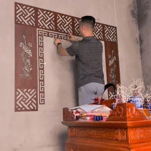 Tấm Vuông Trang Trí Ban Thờ Hoa Văn CNC Bằng GỗTrang Trí Ban Thờ Mẫu Hoa Sen Nhiều Kích Thước Đặt Theo Yêu Cầu