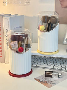 กล่องเก็บแปรงแต่งหน้าแบบมีช่องหลายช่องความจุขนาดใหญ่ป้องกันฝุ่นสำหรับโต๊ะแต่งหน้า กล่องเก็บเครื่องสำอางแบบลำลองสำหรับใช้ในบ้าน