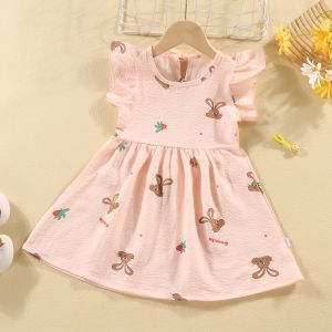 เสื้อยืดแขนสั้นผู้หญิงฤดูร้อน 2024 ใหม่ เสื้อผ้าเด็กผู้หญิง ลายผีเสื้อ แฟชั่น เสื้อผ้าเด็ก คอตตอนผสมโพลีเอสเตอร์ ระบายอากาศได้ดี