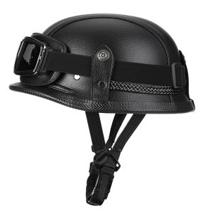 หมวกกันน็อคฮาร์ลี่สไตล์ย้อนยุคแบบครึ่งหัวสำหรับผู้ชายและผู้หญิง หมวกกันน็อคสไตล์อเมริกันสำหรับนักบิดที่ขับรถจักรยานยนต์