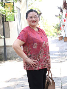 100.00kg Plus Size Summer Fat Mom Womens Clothing Short Sleeve Cardigan Shirt Middle-Aged and Elderly Grandma Old Lady Tang Suit Upper Clothes