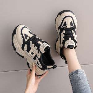 Leather Mom Shoes Womens Casual Sport Shoes Anti-slip Thick Bottom Waterproof Spring Autumn Fashionable Leisure Shoes