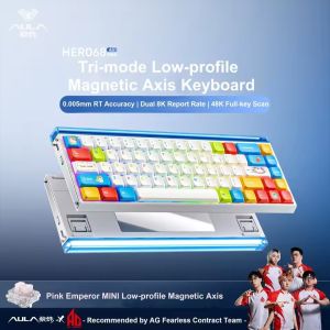 AULA | AULA HERO68 Mini Air Magnetic Switch Keyboard Tri-Model 0.005mm RT Dual 8K Low Latency 68 Keys RGB Wireless Gaming Keyboard