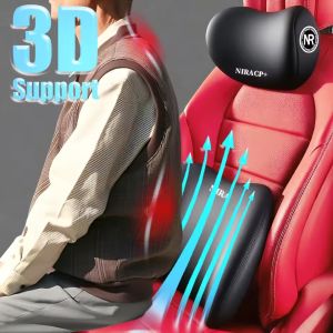 3D Lumbar Support Cushion Neck Pillow Car Memory Foam Headrest Ergonomic Back Pain Relief Auto Interior Accessory Driving Lumbar Sustain