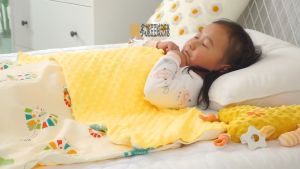 EZYLITTLES Kid Bean Blanket Point Dot Fleece Baby Double Layer Towel Cotton Quilt Muslin Blanket Selimut Bayi