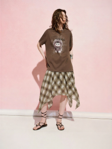 Toyouth | Pseudo Two-Piece Gingham T-Shirt Dress