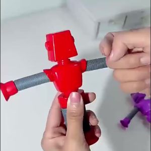 Bevavar Mainan Edukasi Anak Jerapah Robot Suction Cup Tabung Teleskopik Jerapah Robot LED Mainan Dekompresi Bentuk Variasi Stretch Tube