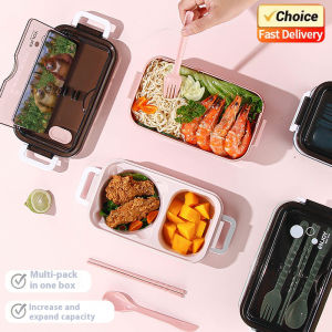 2025 New 1400ml Lunch Box Double Layer Microwave Safe Portable Food Container with Utensils for Picnic Office School Use