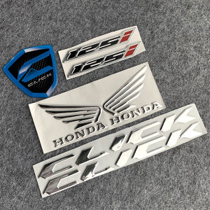 7pcs 3D Honda Click Emboss Letter Hard Emblem Badge Mudguard Wheel hub Motorcycle Click 125i 150i V2 V3 160 Logo Decals Helmet stickers emblem sticker