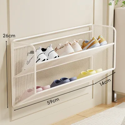 LJXZ | Wall-Mounted Small Shoe Rack Bedroom Bathroom Slipper Stand Entrance Iron Material Customizable Hanging Installation