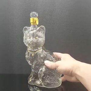 Chai Rượu Hình Con Mèo 1000ML thủy tinh (mẹo) - Bình Rượu 12 Con Giáp – Bình Đựng Ruou cao cấp – Chai Đựng Rượu thủy tinh siêu trong (E19)