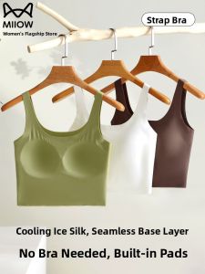 Miiow | Cat Lady Thin Strap Vest Womens Inner Wear With Chest Pad 2025 New Spring Summer Outerwear Seamless Beautiful Back Base Top