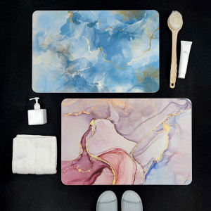 Water Absorbent Anti-Slip Silicon Dendroid Floor Mat Bathroom Entrance Door Mat Quick Dry Hard Print Design Home Use Rug