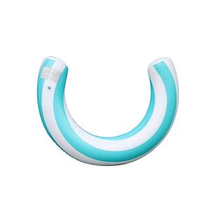 Summer Striped U-Shaped Inflatable Swimming Pool Ring Arch Shape Design Swimming Pool Float Thickened PVC Floating Device 1PC