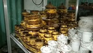 Lư hương thờ cúng rồng vàng 3D-có khay hứng tàn nhang