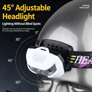 Motion Sensor LED Headlamp USB Rechargeable Head-Mounted Flashlight Super Bright Long Endurance for Fishing Camping Outdoor
