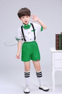 ชุดการแสดงสีเขียว ชุดเต้นรำ เดรสกระโปรงทรงฟอง ชุดร้องคาราโอเกะ ชุดการแสดงสำหรับเด็กผู้หญิง ชุดแฟชั่นฤดูใบไม้ผลิ