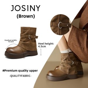 Josiny | Thick Sole Vintage Black Ankle Boots