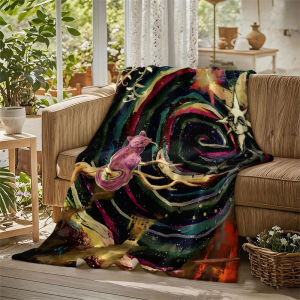 BILIBILI | Chăn Nỉ Hình Xoắn Ốc Psychedelic Cat Dành Cho Ghế Sofa Giường Văn Phòng Du Lịch Thư Giãn Cắm Trại - Sử Dụng Bốn Mùa Phong Cách Hiện Đại Lông Cừu San Hô Bằng Polyester