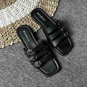Malwezz - Sendal Slop Wanita Flat Gesper terbaru Sandal Perempuan Kekinian  Shoes Cewek Selop Karet antiselip yelow sandal & sandal jepit teplek branded