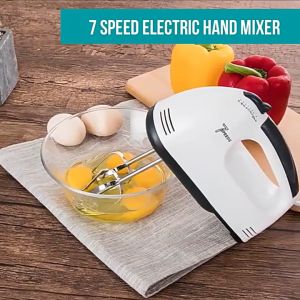 Top Seller 7 SPEED ELECTRIC HAND MIXER | Durable Motor and Low Noise Hand Mixer | Handheld Mixer with Independent Retractable Whisks for Baking and Creaming | Heavy Duty Baking Mixer | High-Speed Electric Hand Mixer with 304 Stainless Steel Whisk Beaters.