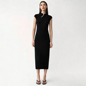 AMII | New Chinese Style Fitted Cap Sleeve Cheongsam Dress