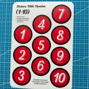 Set Number Stickers of 1-100 Alphabet Letter A-Z Symbols. Premium Red Sticker Label. Restaurant Dining Table Nombor Meja