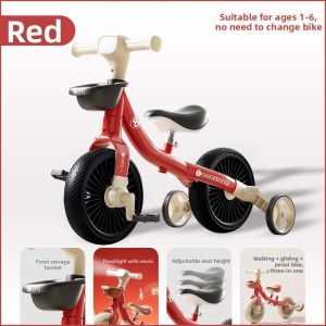JIHU | Childrens 3-Wheel Balance Bike Lightweight Pedals