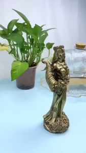 21.5*7CM Vintage Golden Decor-Blindfolded Greek Roman Goddess Of Fortune Statue Opening Gift Cash Register Office Lucky Decoration Fortune Ornaments- Buena Fortuna#DX01