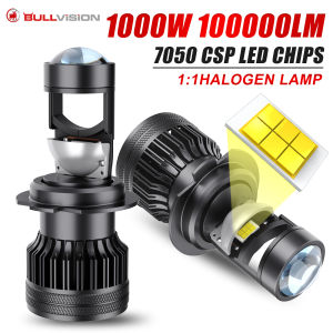 2PCS H7 H4 H11 HB3 HB4 9005 9006 LED Projector Mini Lens Headlight 6000K Canbus Turbo Fan High Power 1000W Auto/Moto Lamp