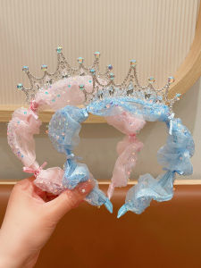 Princess Crown Hairband Childrens Mesh Hairband Birthday Ice Snow Queen Girls Hair Accessory Korean Style Headwear