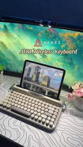 AJAZZ | Ajazz AF84 Wireless Thin Film Keyboard Dual-Mode 2.4G+BT punk Typewriter AAA Battery Office Keyboard Can Be Placed on a Tablet