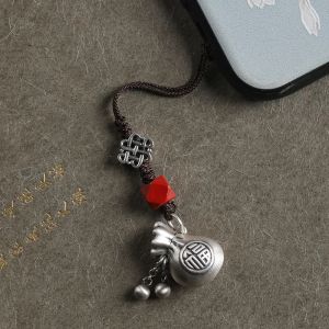 สร้อยคอโทรศัพท์เงินไทยแบบสร้างสรรค์ เครื่องประดับแฟชั่นสำหรับผู้หญิง กระเป๋าเงินสุดโชคดี เครื่องประดับโทรศัพท์มือถือ