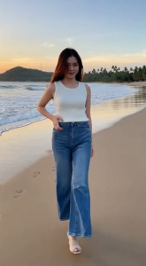 Jeans 8801 Celana Jeans Potongan Cutbray Pinggang HighWaist Jeans Korea Style