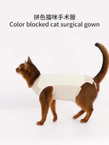 HamshMoc Pet Surgical Garment Full Body Cover Stretch Neck Tail Opening For Wound Care