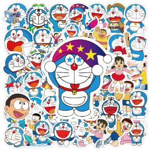 Bandai | 50-100pcs Doraemon Cartoon Graffiti Sticker Luggage Skateboarding Water Bottle Waterproof Decorative Stickers Supplies